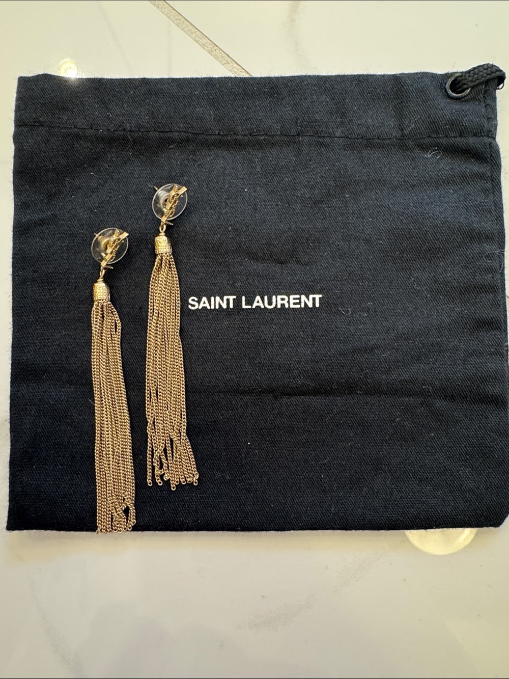 Saint Laurent (YSL) Tassel Earrings – Gold Tone